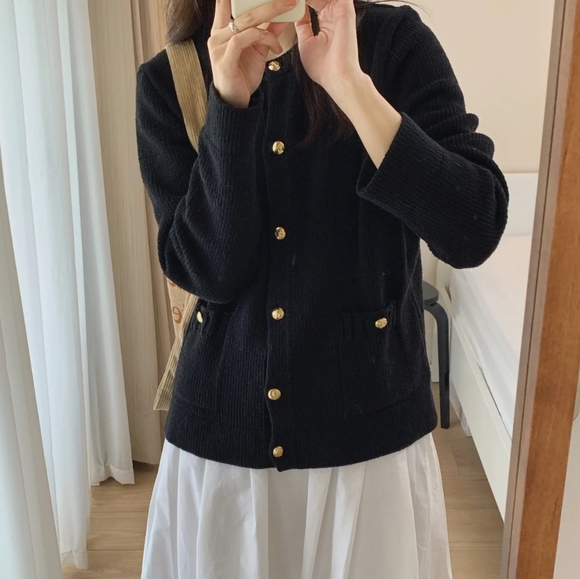 NWT Zara Knit Cardigan With Gold Button - Picture 7 of 16